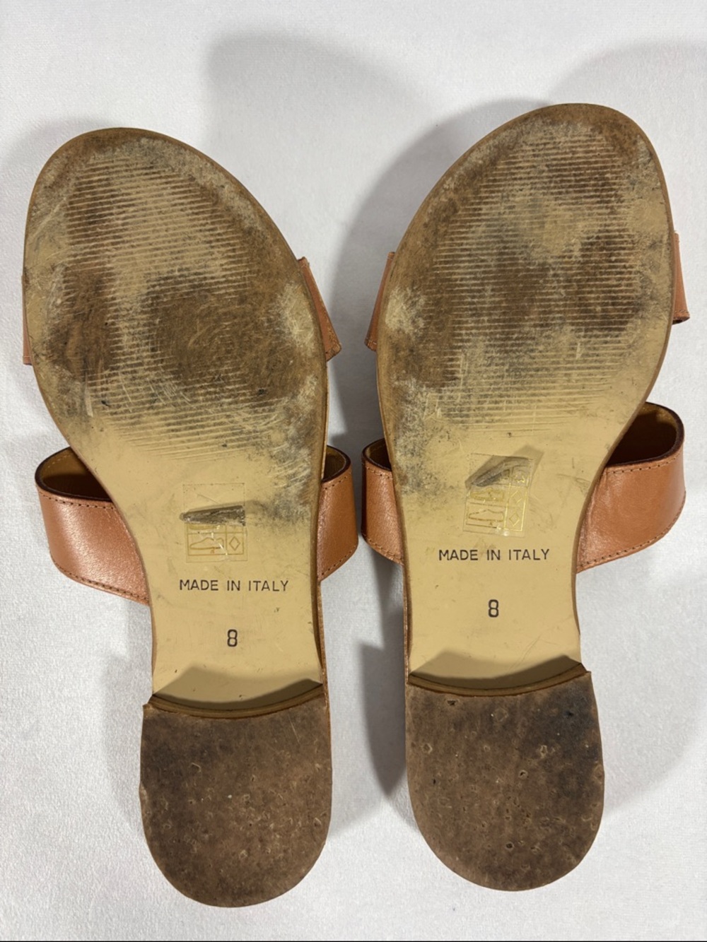 Coach and Four Italian Tan Leather Comfy Flat Sandals 8 ** - Picture 8 of 8